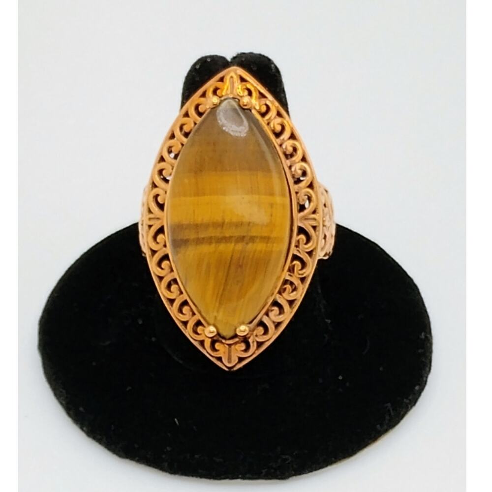 Brass or Copper Tiger's Eye Ring Size 9